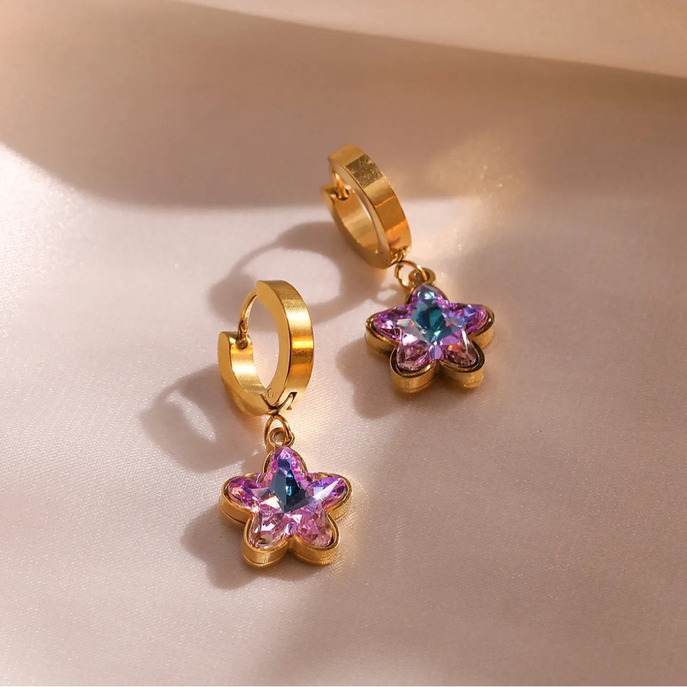 18K Gold Plated Star Earrings with Zircon, Star Shape Earrings